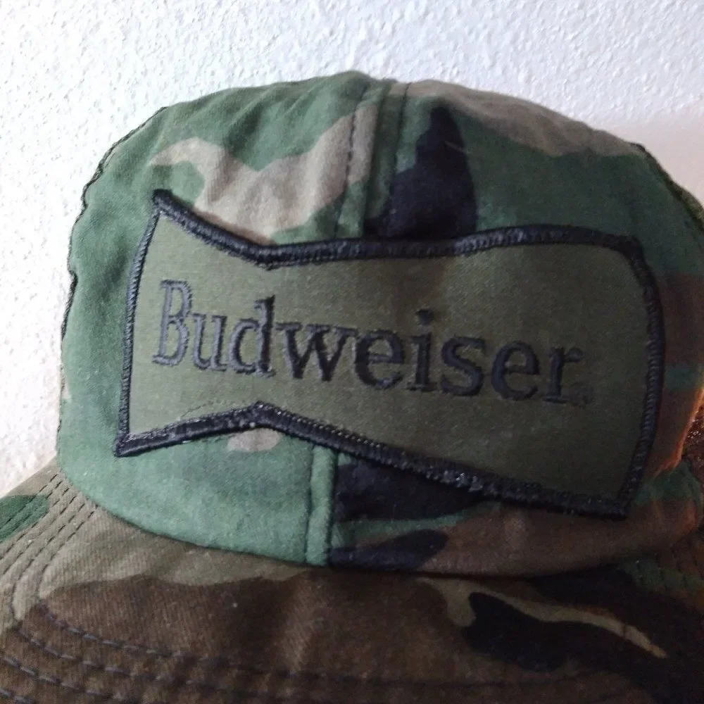 Vintage Budweiser Camouflage Patch Trucker Hat